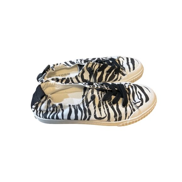 Tretorn Womens Zebra Print Lace-Up Sneakers Size 6.5 Casual Canvas Shoes - Picture 4 of 6